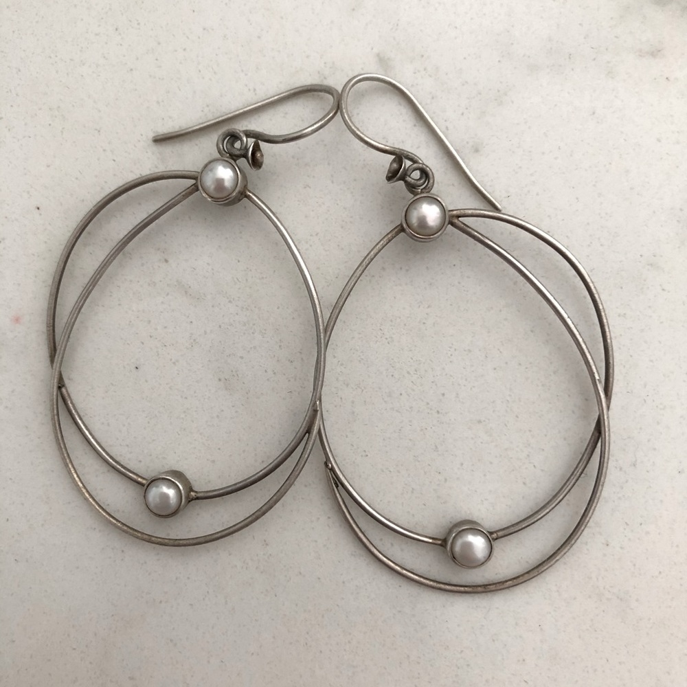 Sterling silver earrings with small pearls